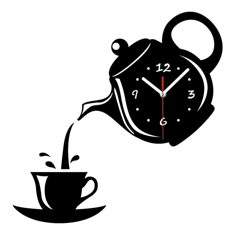 Creative DIY Acrylic Coffee Cup Teapot 3D Wall Clock Decorative Kitchen Wall Clocks Living Room Dining Room Home Decor Clock(Black) - Wall Clock by PMC TechLife | Online Shopping South Africa | PMC TechLife | Buy Now Pay Later Mobicred