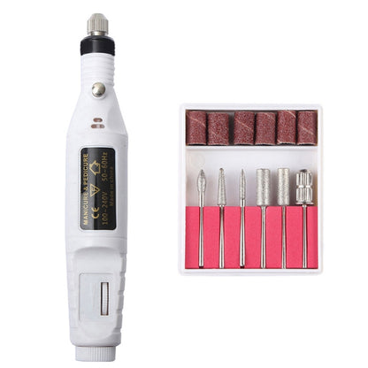 1 Set Power Professional Electric Manicure Machine Pen Pedicure Nail File Nail Tools 6 bits Drill Nail Drill Machine(EU White) - Grinding Tools & Accessories by PMC Jewellery | Online Shopping South Africa | PMC Jewellery | Buy Now Pay Later Mobicred