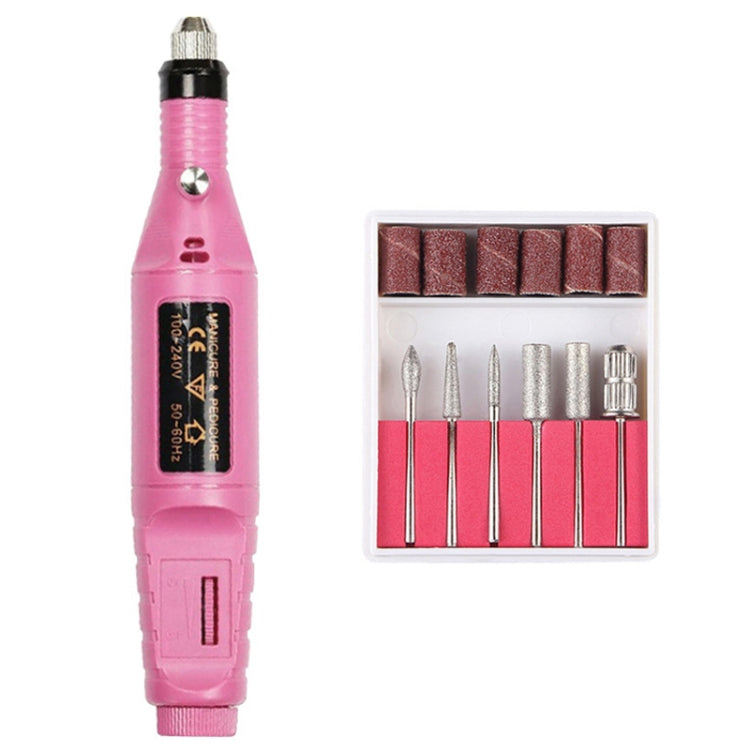 1 Set Power Professional Electric Manicure Machine Pen Pedicure Nail File Nail Tools 6 bits Drill Nail Drill Machine(EU Pink) - Grinding Tools & Accessories by PMC Jewellery | Online Shopping South Africa | PMC Jewellery | Buy Now Pay Later Mobicred