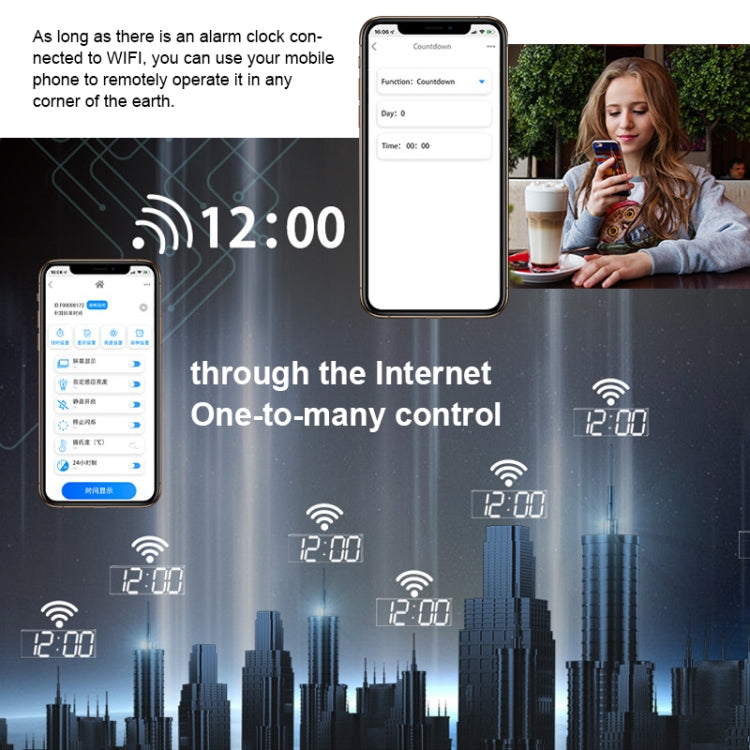 Creative LED Digital Wall Clock Multi-function WIFI Clock, Style:6 Bit Hollow WIFI(White) - Wall Clock by PMc TechLife | Online Shopping South Africa | PMc TechLife | Buy Now Pay Later Mobicred