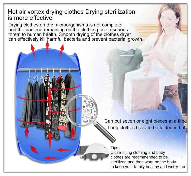 Foldable Free Installation Portable Household Mini Clothes Dryer(Blue) - free shipping - PMC TechLife - Order now!
