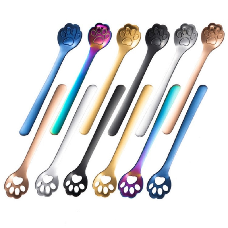 Stainless Steel Creative Cat Claw Coffee Spoon Dessert Cake Spoon, Style:Cat Claw Spoon, Color:Black - free shipping - PMC TechLife - Order now!