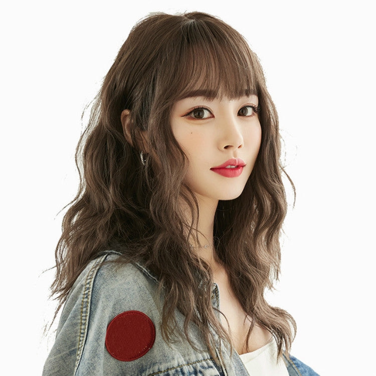 Women's Wool Long Hair With Bangs Natural Fluffy Wig, Color:Cold Brown 54CM - free shipping - PMC TechLife - Order now!