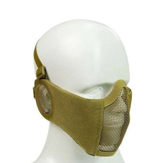 WoSporT Half Face Metal Net Field  Ear Protection Outdoor Cycling Steel Mask(Tan) - Protective Helmet & Masks by PMC Jewellery | Online Shopping South Africa | PMC Jewellery | Buy Now Pay Later Mobicred