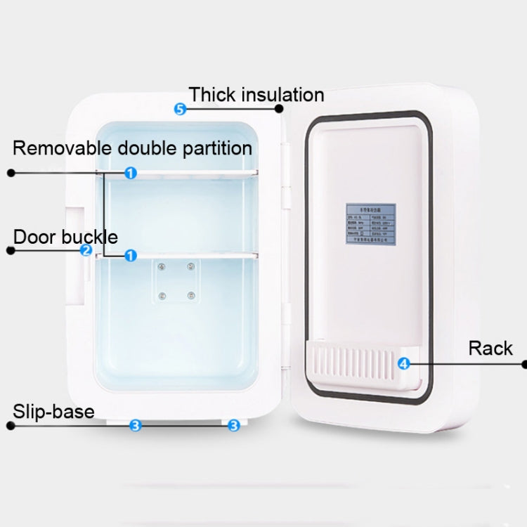 Somate SMT-8L Digital Display Car Home Dual-use Mini Refrigerator, Color:White Tempering Door, Specification:CN Plug - free shipping - PMC TechLife - Order now!