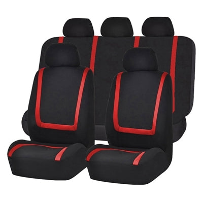 Universal Car Seat Cover Polyester Fabric Automobile Seat Covers Car Seat Cover Vehicle Seat Protector Interior Accessories 9pcs Set Red - Seat Accessories by PMC Jewellery | Online Shopping South Africa | PMC Jewellery | Buy Now Pay Later Mobicred