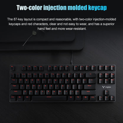 Rapoo V500 87-keys Alloy Edition Desktop Laptop Computer Game Esports Office Home Typing Metal Wired Mechanical Keyboard without Backlight,(Black Shaft) - Wired Keyboard by Rapoo | Online Shopping South Africa | PMC Jewellery | Buy Now Pay Later Mobicred