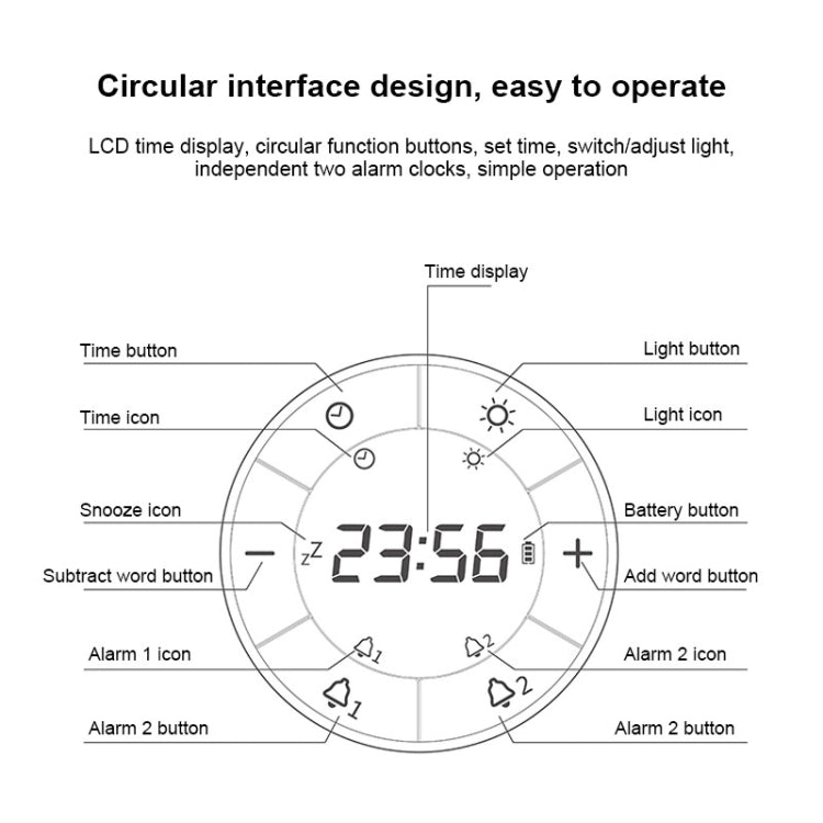 Simple Home Creative Multi-function Charging Stepless Dimming Alarm Clock Night Light(Gray) - Alarm Clocks by PMc TechLife | Online Shopping South Africa | PMc TechLife | Buy Now Pay Later Mobicred
