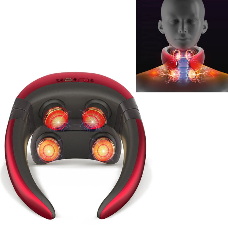 Four-head Shoulder and Neck Massager Pulse Neck Protector(Red) - free shipping - PMC TechLife - Order now!