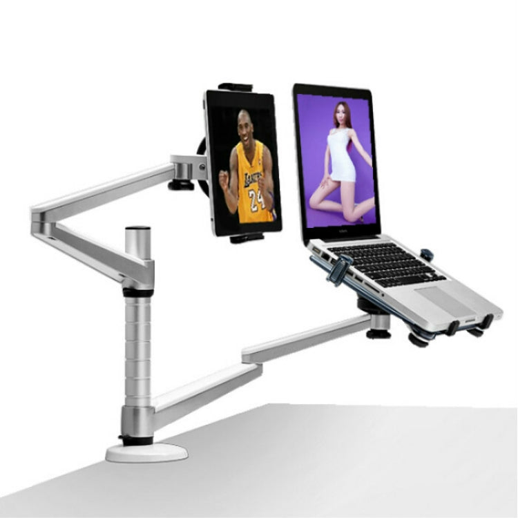 OA-9X Aluminum Alloy Height Adjustable Universal Rotation Double Arm Holder Notebook Tablet Combination Stand - Laptop Stand by PMC Jewellery | Online Shopping South Africa | PMC Jewellery