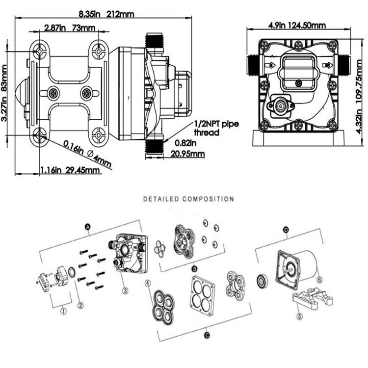 Newmao Reciprocating Diaphragm Pump DC Small Water Pump, EU Plug(DC 24V) - Pumps by PMc TechLife | Online Shopping South Africa | PMc TechLife | Buy Now Pay Later Mobicred