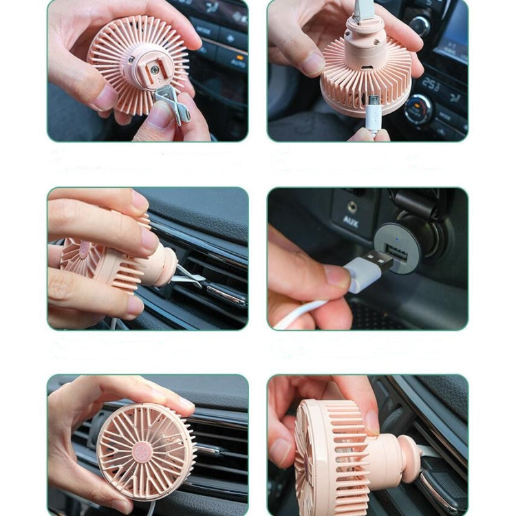 Car Vent Fan Multi-function USB Interface Mini LED Lamp Car Fan(Yellow) - Heating & Fans by PMC TechLife | Online Shopping South Africa | PMC TechLife | Buy Now Pay Later Mobicred