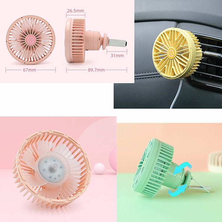 Car Vent Fan Multi-function USB Interface Mini LED Lamp Car Fan(Yellow) - Heating & Fans by PMC TechLife | Online Shopping South Africa | PMC TechLife | Buy Now Pay Later Mobicred