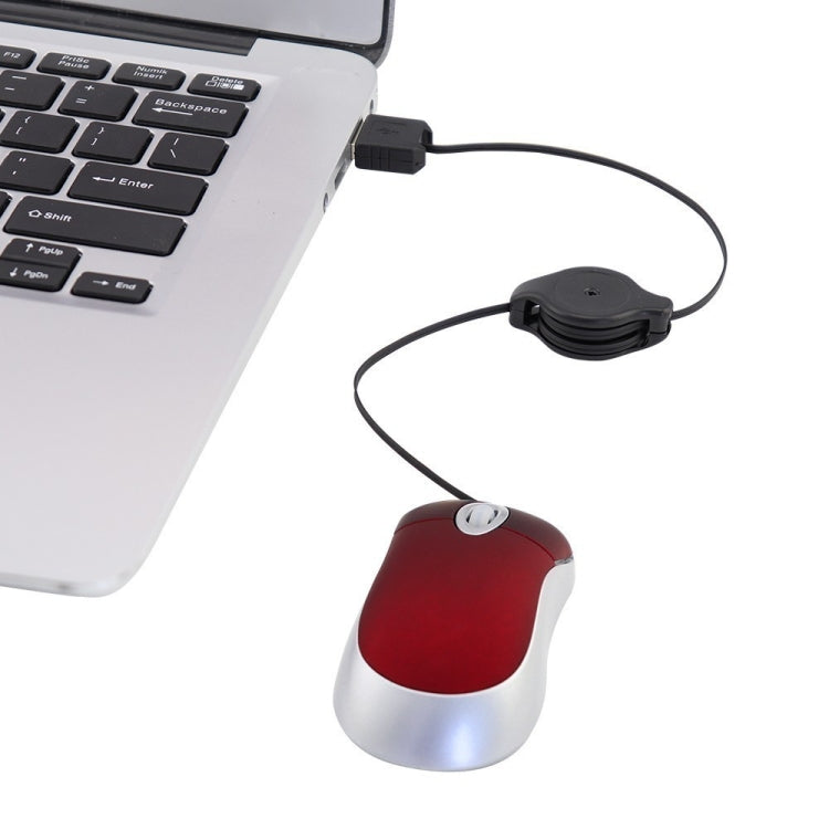 Mini Computer Mouse Retractable USB Cable Optical Ergonomic1600 DPI Portable Small Mice for Laptop(Black) - Wired Mice by PMc TechLife | Online Shopping South Africa | PMc TechLife | Buy Now Pay Later Mobicred