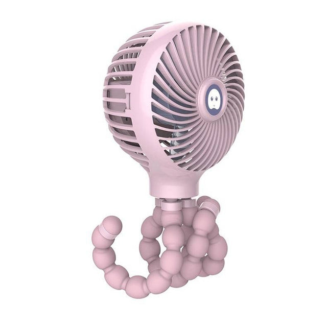 Octopus Deformed Cartoon Folding USB Rechargeable Mini Handheld Fan(Pink) - Electric Fans by PMC Jewellery | Online Shopping South Africa | PMC Jewellery | Buy Now Pay Later Mobicred