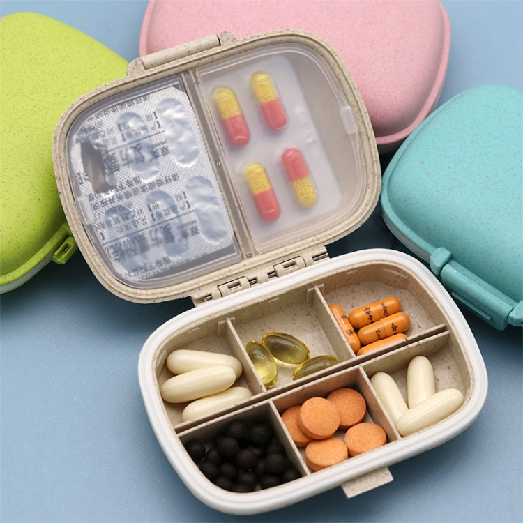 3 PCS 8-Grid Double-layer Portable Mini Straw Pill Storage Box(Wheat Green) - free shipping - PMC TechLife - Order now!