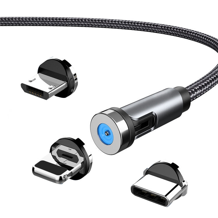 CC56 8 Pin + Type-C/USB-C + Micro USB Magnetic Interface Dust Plug Rotating Data Charging Cable, Cbale Length: 2m(Black) - Charging Cable & Head by PMC Jewellery | Online Shopping South Africa | PMC Jewellery | Buy Now Pay Later Mobicred