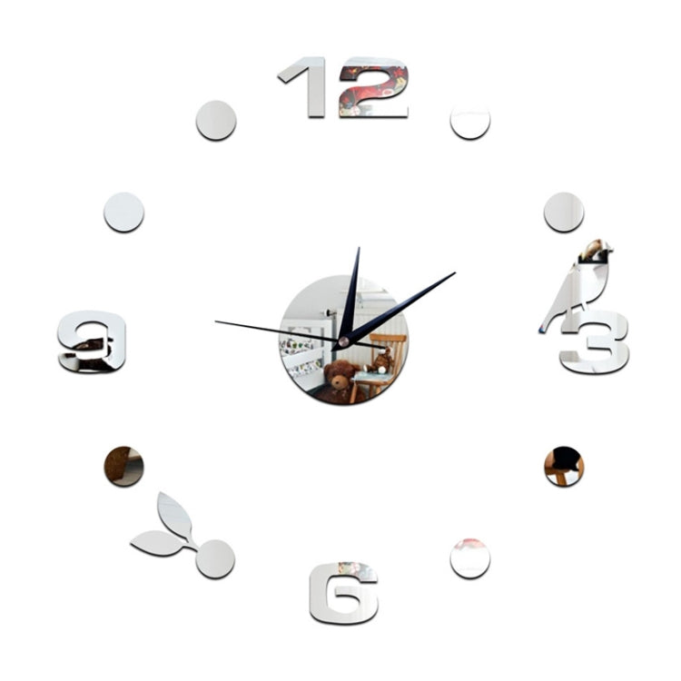 Art Wall Clock Background Wall Stickers TV Wall Stickers 3D Bird Leaves Wall Clock Home Accessories(Silver) - Wall Clock by PMc TechLife | Online Shopping South Africa | PMc TechLife | Buy Now Pay Later Mobicred