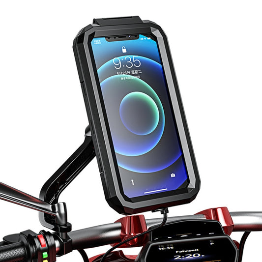 Kewig Bicycle Motorcycle Rearview Mirror Waterproof Box Touch Screen Phone Holder(Small) - Holders by Kewig | Online Shopping South Africa | PMC Jewellery | Buy Now Pay Later Mobicred