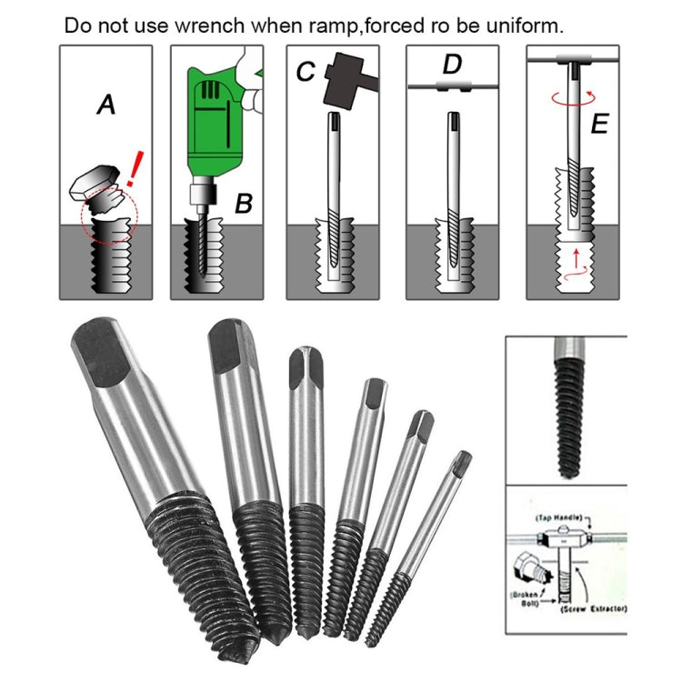 Broken Wire Broken Nail Screw Extractor, Specification:6-piece Set - Screws by PMC TechLife | Online Shopping South Africa | PMC TechLife
