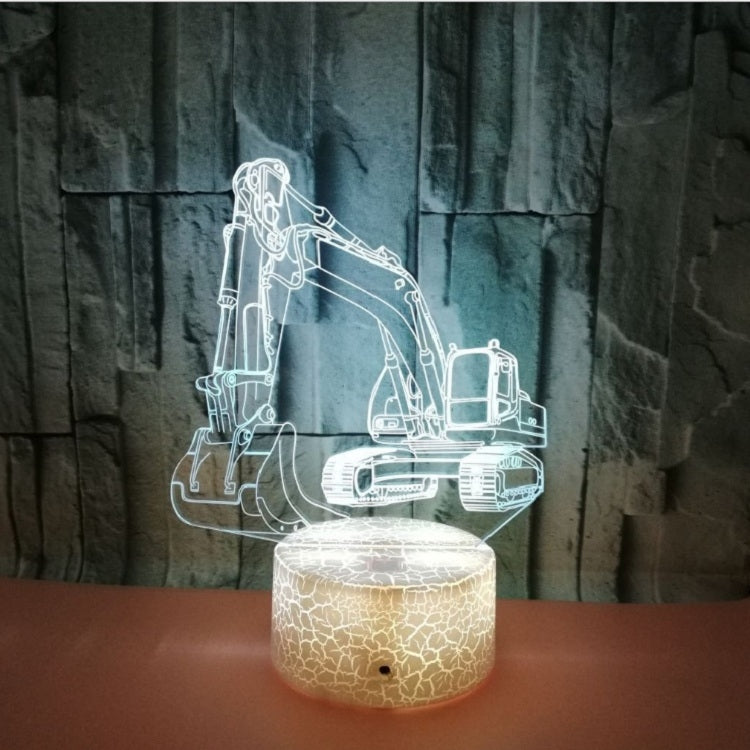 3W Excavator 3D Light Colorful Touch Control Light Creative Small Table Lamp with Crack Base, Style:Touch Switch - Novelty Lighting by PMC TechLife | Online Shopping South Africa | PMC TechLife | Buy Now Pay Later Mobicred