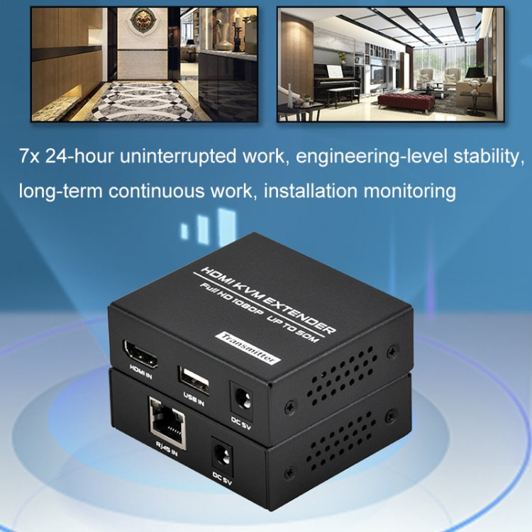 FJGEAR FJ-HKV50 HDMI+USB To KVM 1080P IP 50M Extender, Plug Type:EU Plug - free shipping - PMC Jewellery - Order now!