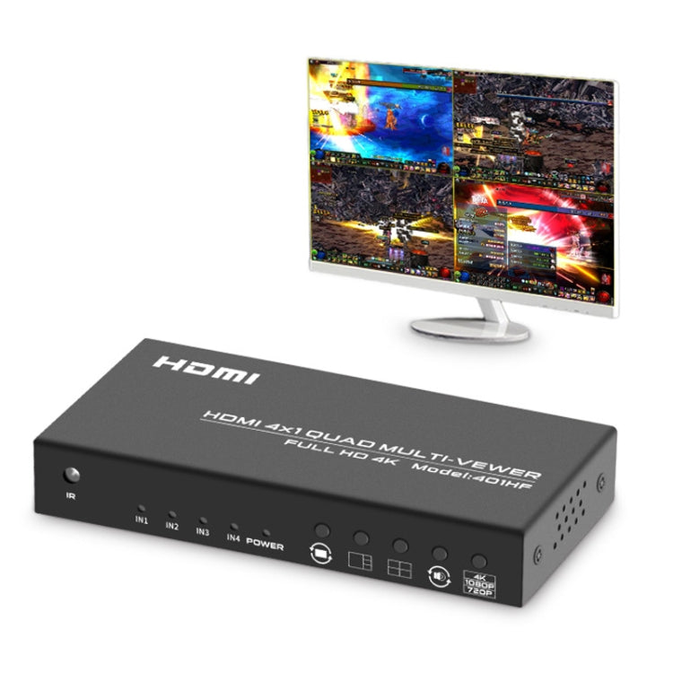 FJGEAR FJ-401HF 4 In 1 Out 4K HDMI Splitter Supports Four Screen Segmentation, Plug Type:EU Plug(Black) - free shipping - PMC Jewellery - Order now!