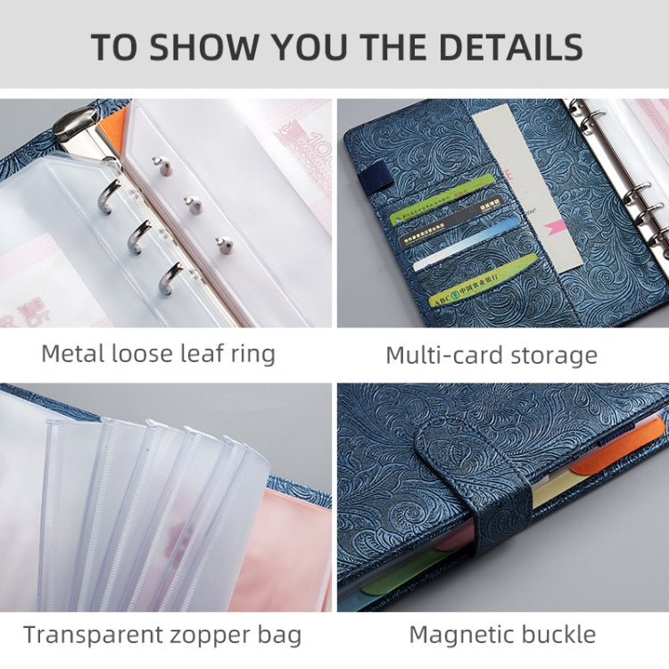 A5 YMX-007 PU Leather Budget Binder Notebook Embossed Model Handbook(Coffee Brown) - free shipping - PMc TechLife - Order now!