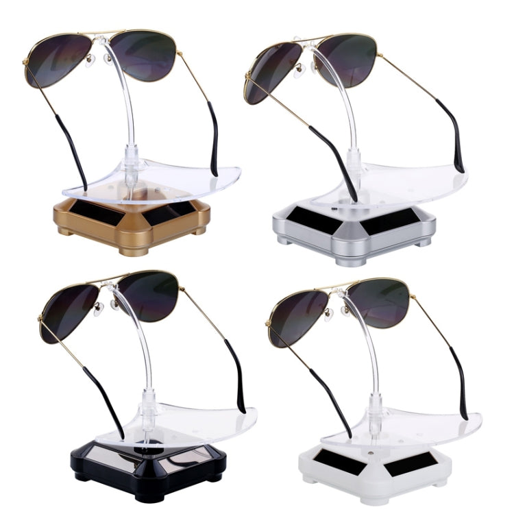 Solar 360 Degree Rotating Turntable Colorful Lights Glasses Display Stand(White) - free shipping - PMC TechLife - Order now!
