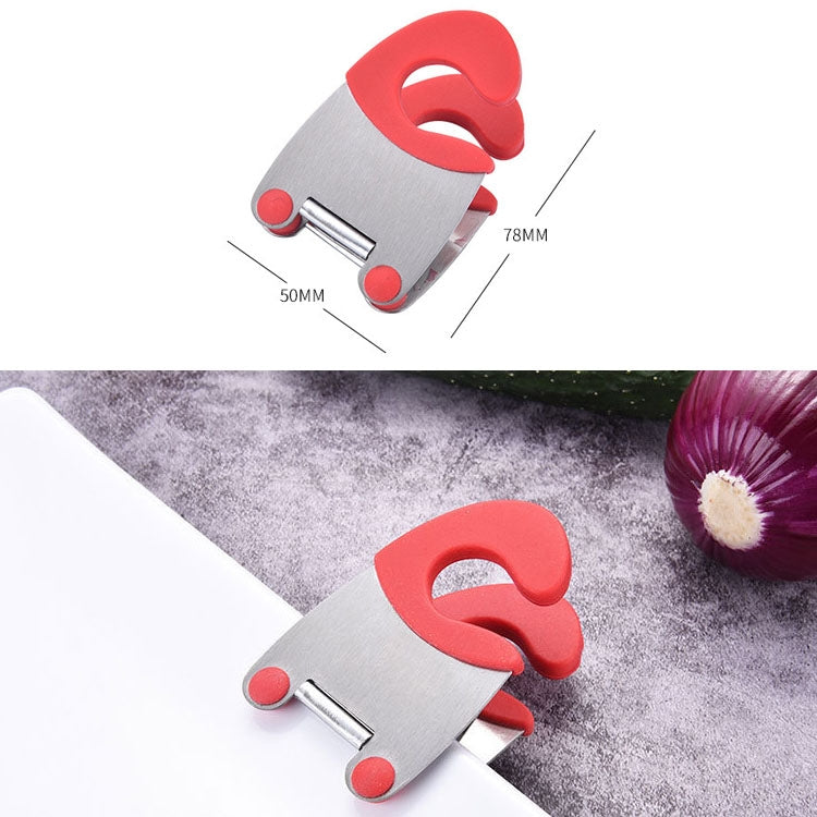 Stainless Steel Plastic Pan Edge Clamp Anti-Scald Rubber Bracket Kitchen Gadgets(Red) - Food Clips & Clips by PMC Jewellery | Online Shopping South Africa | PMC Jewellery | Buy Now Pay Later Mobicred