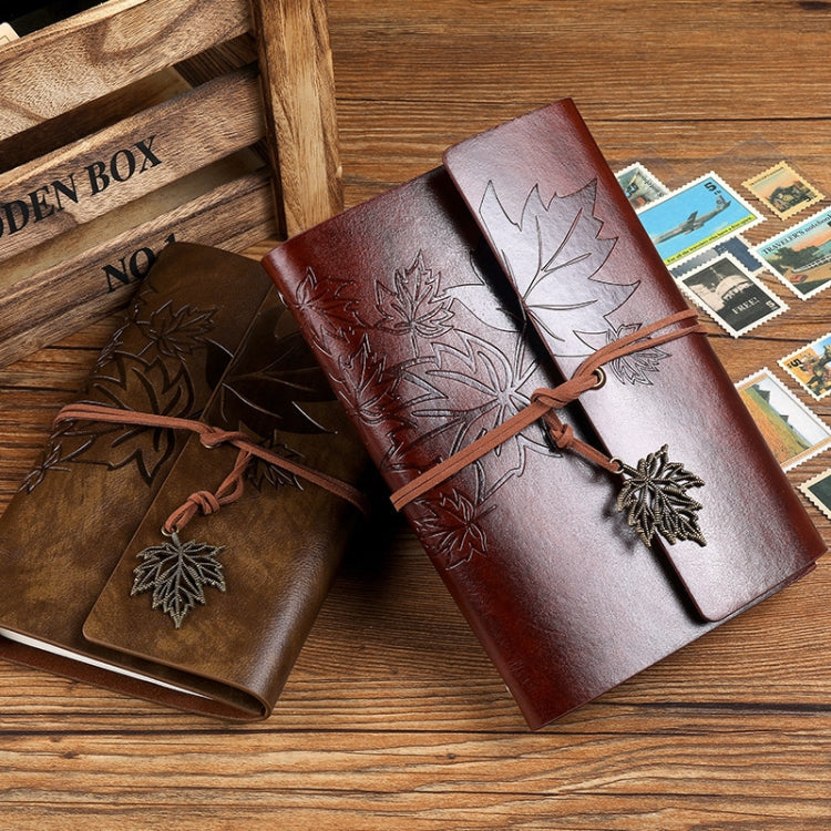 A5 PU Maple Retro Straps Handbook Loose-leaf Notebook(Coffee) - Notebooks by PMc TechLife | Online Shopping South Africa | PMc TechLife | Buy Now Pay Later Mobicred