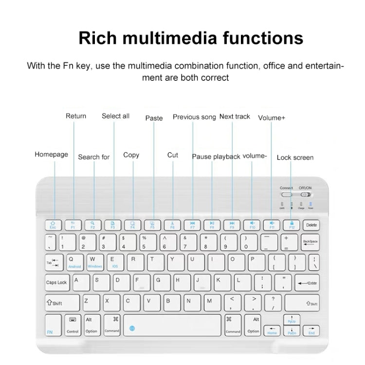 YS-001 9.7-10.1 Inch Tablets Phones Universal Mini Wireless Bluetooth Keyboard, Style:Only Keypad(White) - Universal Keyboard by PMC TechLife | Online Shopping South Africa | PMC TechLife