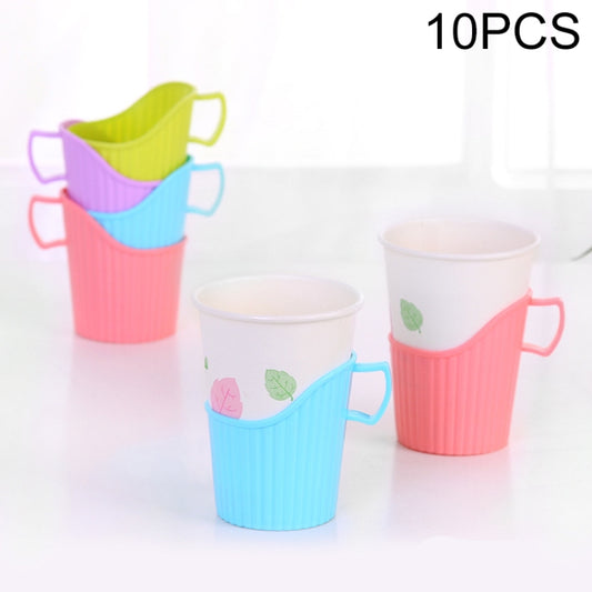 10 PCS Disposable Paper Cup Holder Plastic Anti-scald Heat Insulation Cup Holder Random Color Delivery - Insulation by PMC Jewellery | Online Shopping South Africa | PMC Jewellery