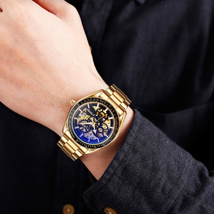SKMEI 9194 Men Automatic Skeleton Mechanical Steel Band Watch (Rose Gold) - free shipping - PMC TechLife - Order now!