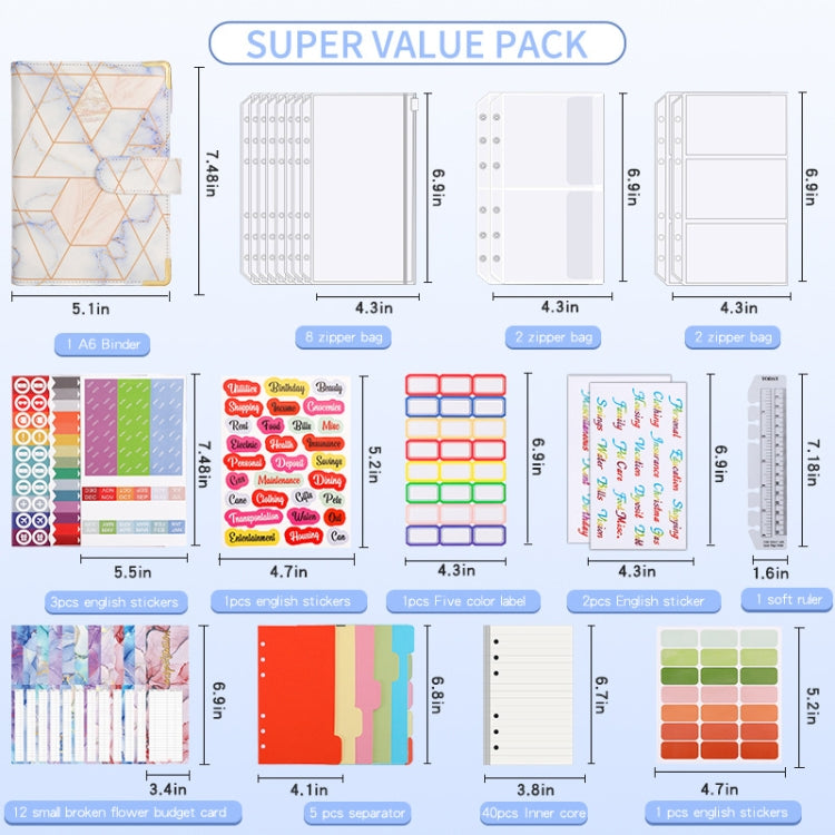A6 Loose-leaf Notebook Budget Book Marbled Handbook,Style: Basic Model(Rose) - Notebooks by PMc TechLife | Online Shopping South Africa | PMc TechLife | Buy Now Pay Later Mobicred