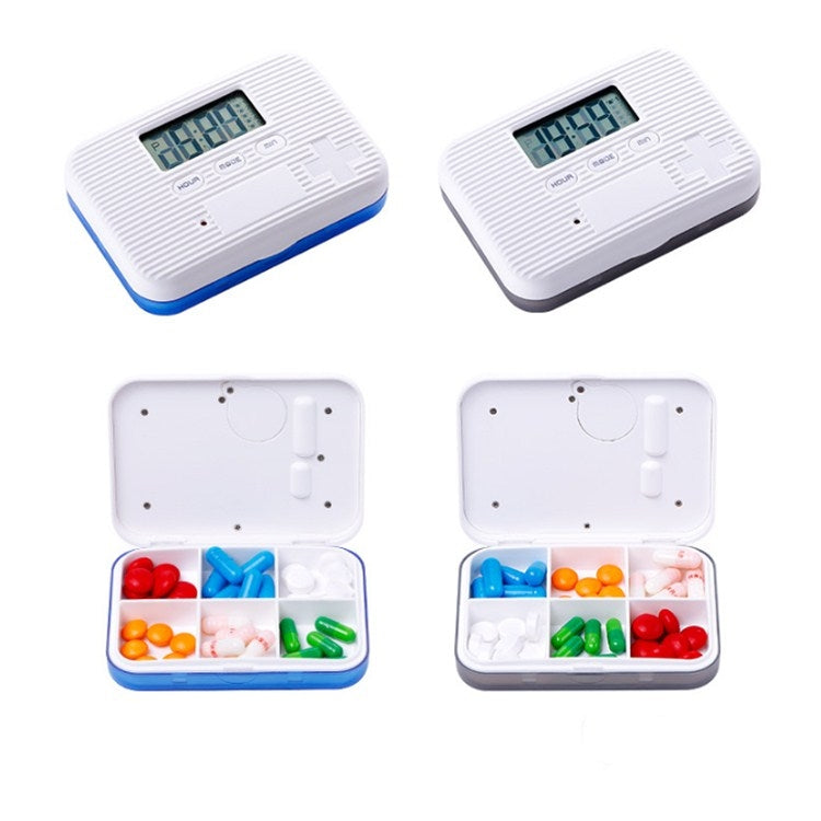 Regular Reminder Compartment Electronic Pill Box 6 Grid Electronic Version Mini Sealed Pill Box(Blue) - free shipping - PMC TechLife - Order now!