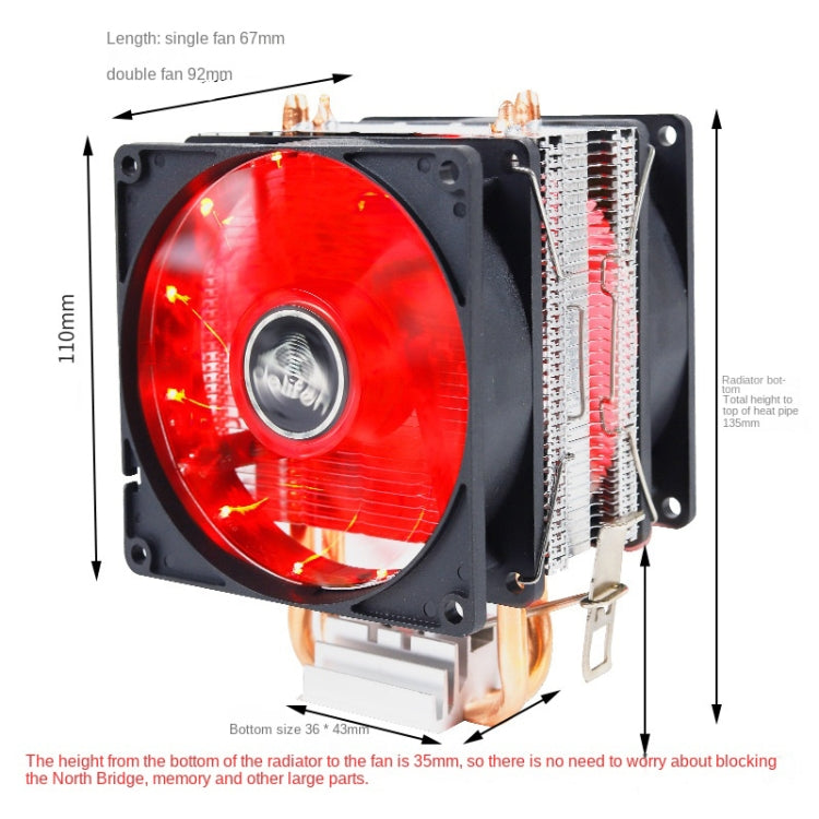 Desktop Computer 6 Copper Tube CPU Radiator Super Quiet Without Light 3-pin Double Fan - free shipping - PMC TechLife - Order now!
