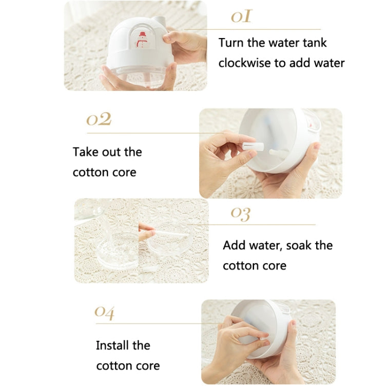 ZAY-H006 Plug-in Snowman Humidifier Night Light USB Mute Cute Desktop Air Mini Atomizer Air Humidifier(White) - free shipping - PMC TechLife - Order now!