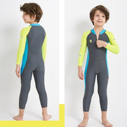 DIVE&SAIL Children Diving Suit Outdoor Long-sleeved One-piece Swimsuit Sunscreen Swimwear, Size: M(Boys Dark Gray) - Boy Clothing by DIVE&SAIL | Online Shopping South Africa | PMC Jewellery