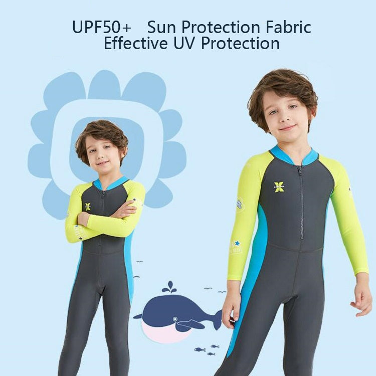 DIVE&SAIL Children Diving Suit Outdoor Long-sleeved One-piece Swimsuit Sunscreen Swimwear, Size: M(Boys Dark Gray) - Boy Clothing by DIVE&SAIL | Online Shopping South Africa | PMC Jewellery