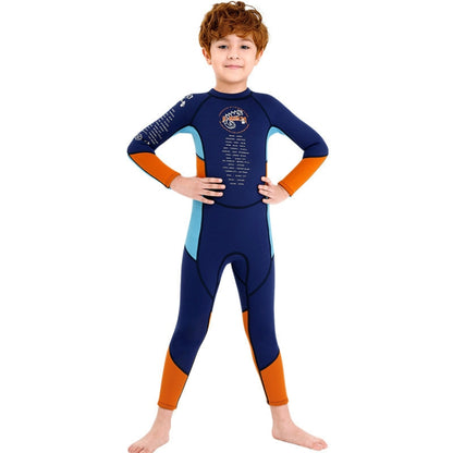 DIVE & SAIL M150501K Children Warm Swimsuit 2.5mm One-piece Wetsuit Long-sleeved Cold-proof Snorkeling Surfing Anti-jellyfish Suit, Size: XL(Navy) - Boy Clothing by DIVE & SAIL | Online Shopping South Africa | PMC Jewellery