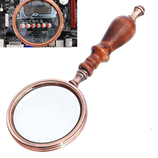 10X Metal Wooden Handle Retro Reading Magnifier Handheld Ebony Gift Magnifier - Hand Held Style by PMC Jewellery | Online Shopping South Africa | PMC Jewellery | Buy Now Pay Later Mobicred