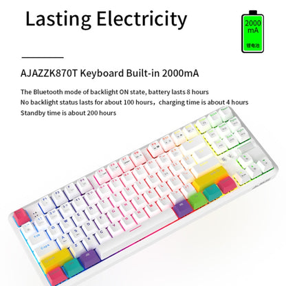 Ajazz K870T 87-keys Wired Bluetooth + Type-C Rechargeable Mechanical Keyboard  Mini RGB Backlit Keyboard, Cable Length: 1.6m(Tea Shaft) - Wired Keyboard by Ajazz | Online Shopping South Africa | PMC Jewellery | Buy Now Pay Later Mobicred