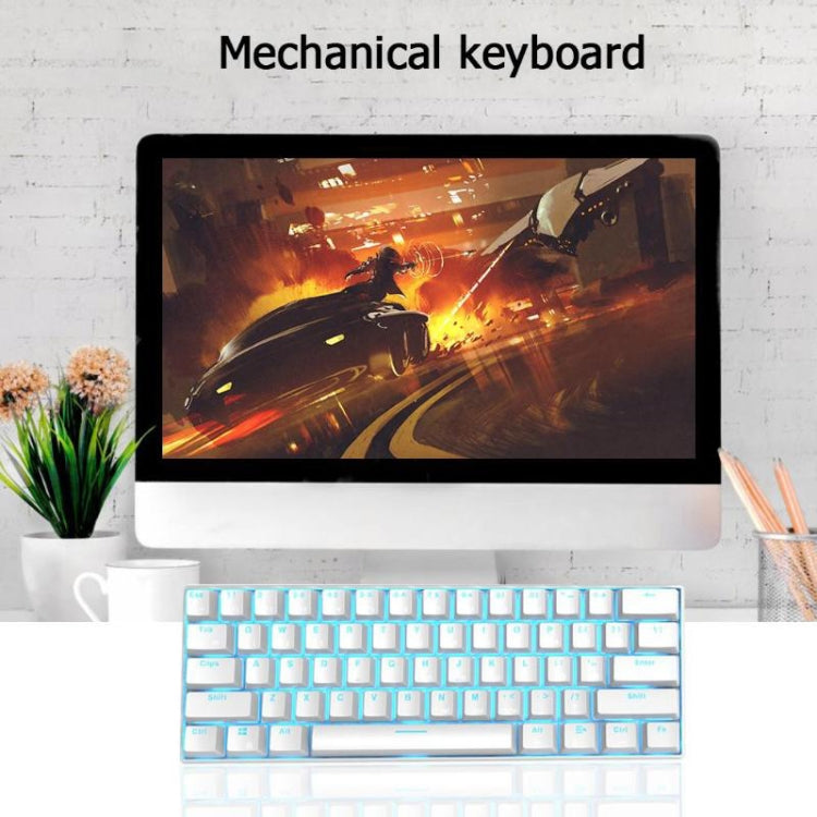 RK61 61 Keys Bluetooth / 2.4G Wireless / USB Wired Three Modes Tablet Mobile Gaming Mechanical Keyboard, Cable Length: 1.5m, Style:Tea Shaft(White) - Wired Keyboard by PMC Jewellery | Online Shopping South Africa | PMC Jewellery | Buy Now Pay Later Mobicred