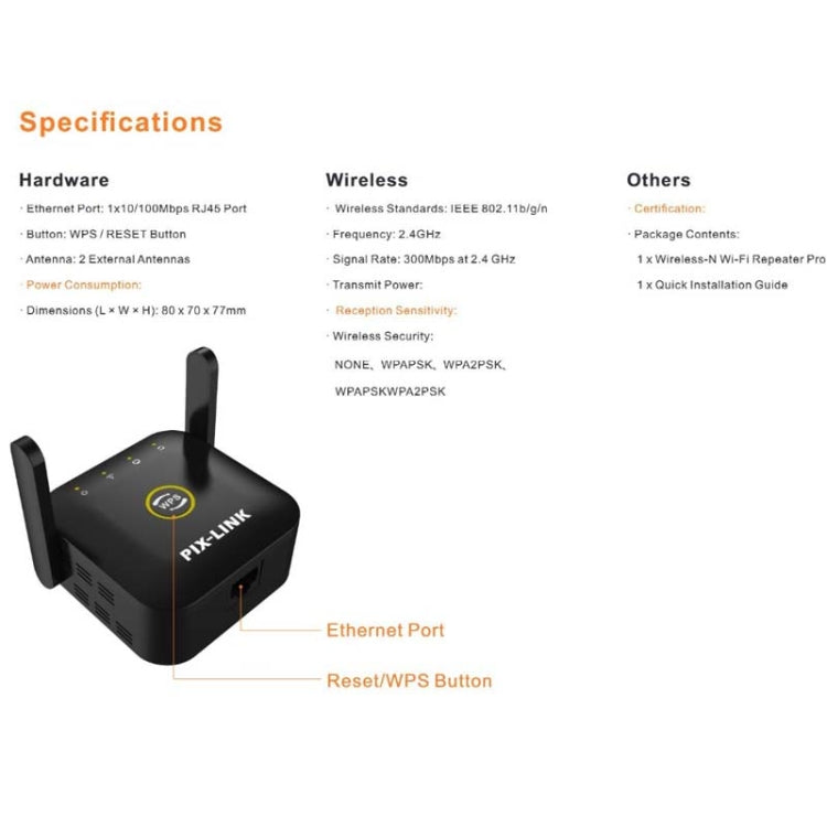 PIX-LINK WR22 300Mbps Wifi Wireless Signal Amplification Enhancement Extender, Plug Type:US Plug(White) - Wireless Routers by PIX-LINK | Online Shopping South Africa | PMC Jewellery | Buy Now Pay Later Mobicred