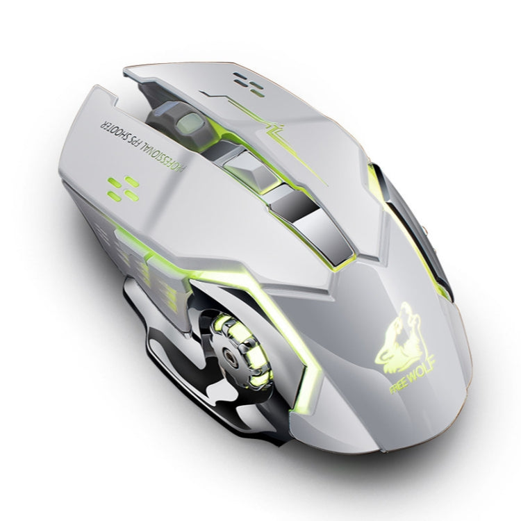 FREEDOM-WOLF X8 2400 DPI 6 Keys 2.4G Wireless Charging Silent Luminous Gaming Mechanical Mouse(White) - Wireless Mice by PMC Jewellery | Online Shopping South Africa | PMC Jewellery | Buy Now Pay Later Mobicred