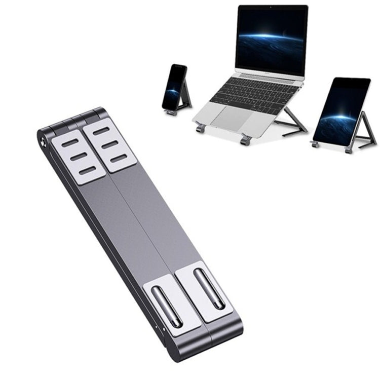 Metal Laptop Stand Computer Cooling Folding Mini Flat Raised Bracket(Gray) - Laptop Stand by PMC Jewellery | Online Shopping South Africa | PMC Jewellery | Buy Now Pay Later Mobicred