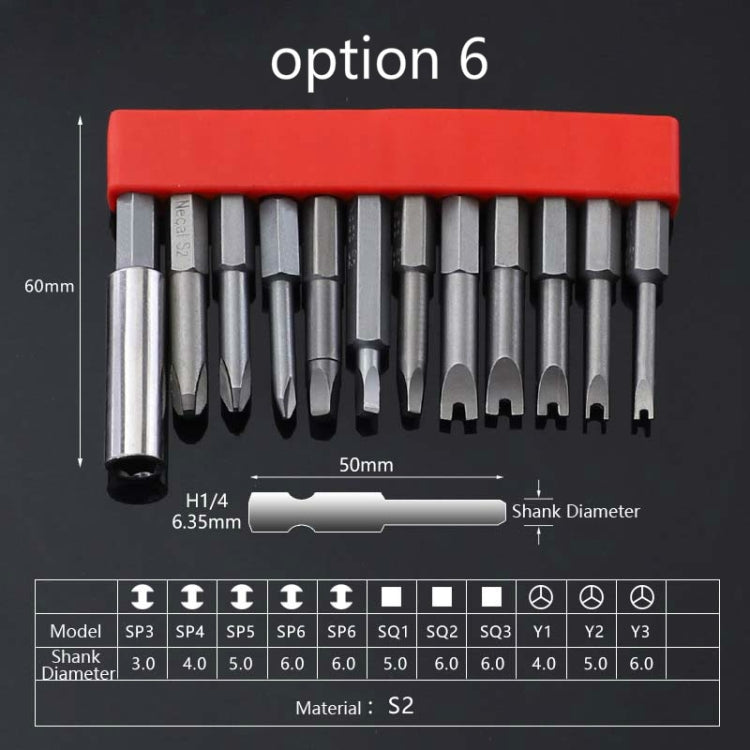 12 PCS / Set Screwdriver Bit With Magnetic S2 Alloy Steel Electric Screwdriver, Specification:6 - free shipping - PMC TechLife - Order now!
