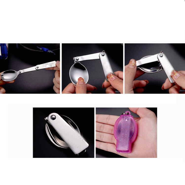 2PCS Stainless Steel Folding Fork Spoon Integrated Dual-use Picnic Portable Tableware, Random Color Delivery(Spoon) - Cookwares & Tablewares by PMC TechLife | Online Shopping South Africa | PMC TechLife