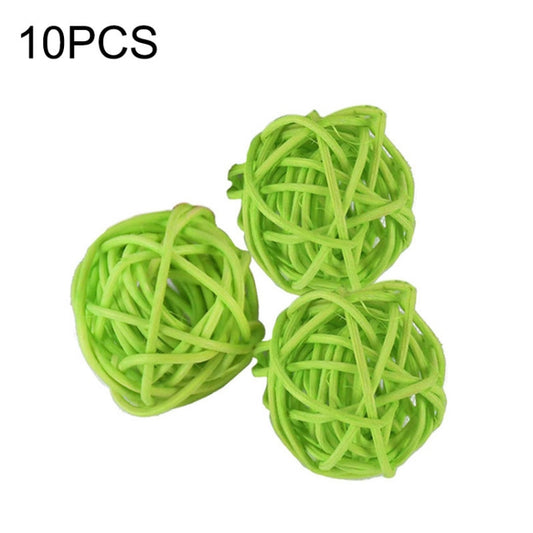 10 PCS Artificial Straw Ball For Birthday Party Wedding Christmas Home Decor(Green) - Ornaments by PMC Jewellery | Online Shopping South Africa | PMC Jewellery